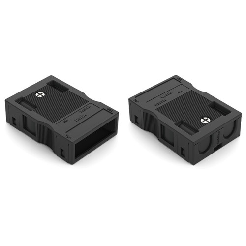 Strain relief housing, 3-pole, for 2 cables, black
