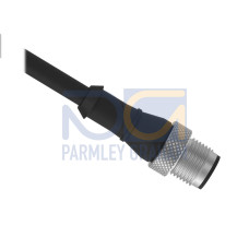 Cordset: Single Ended M12, 4-pin Straight Male, 0.22 m 4x22 Black PVC Jacket, Nickel-Plated Brass Coupling Nut