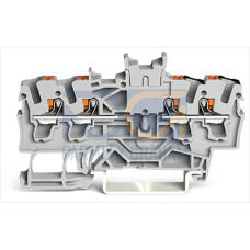 Double potential terminal block, with push-button, 2.5 mm&sup2;, gray