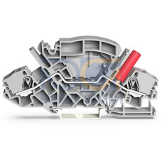 2-conductor through terminal block, 6 mm&sup2;, with touch-proof test socket, gray