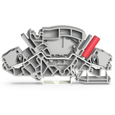 2-conductor through terminal block, 6 mm&sup2;, with touch-proof test socket, gray