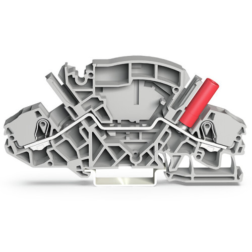 2-conductor through terminal block, 6 mm&sup2;, with touch-proof test socket, gray