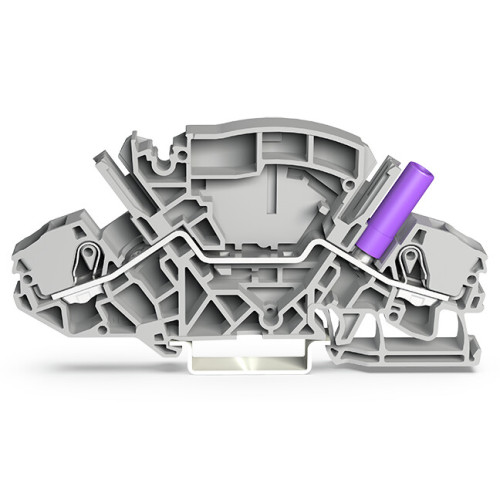 2-conductor through terminal block, 6 mm&sup2;, with touch-proof test socket, gray