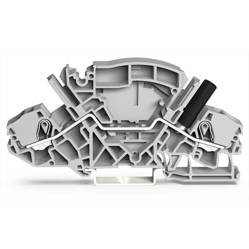 2-conductor through terminal block, 6 mm&sup2;, with touch-proof test socket, gray