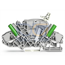 2-conductor disconnect/test terminal block, e.g., voltage transformer circuits, with touch-proof test sockets, gray