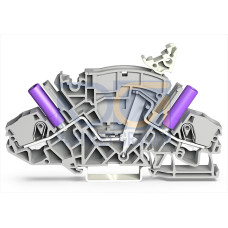 2-conductor disconnect/test terminal block, e.g., voltage transformer circuits, with touch-proof test sockets, gray