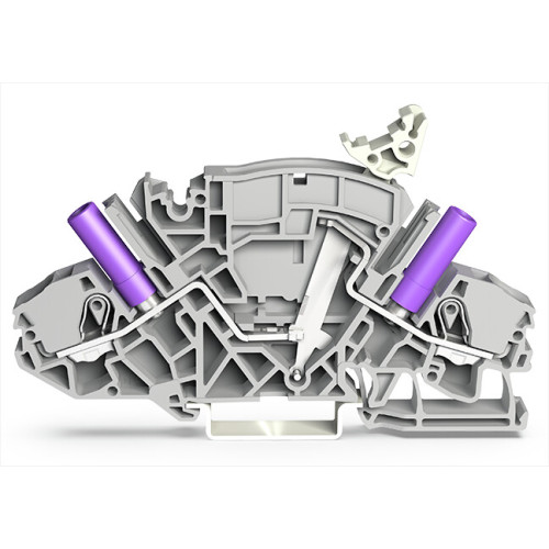 2-conductor disconnect/test terminal block, e.g., voltage transformer circuits, with touch-proof test sockets, gray
