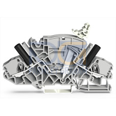 2-conductor disconnect/test terminal block, e.g., voltage transformer circuits, with touch-proof test sockets, gray
