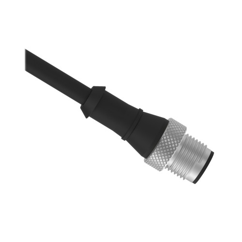 Cordset: Single Ended M12, 4-pin Straight Male, 2.04 m 4x22 Black PVC Jacket, Nickel-Plated Brass Coupling Nut