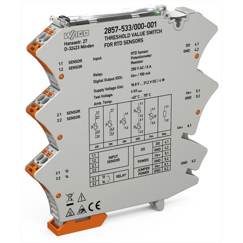 Threshold value switches, RTD sensors, 1 make contact
