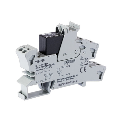 Solid-state relay module, Nominal input voltage: 24 VDC, Output voltage range: 12  275 VAC, gray