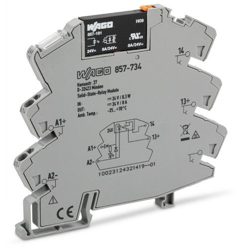 Solid-state relay module, Nominal input voltage: 24 VDC, Output voltage range: 0  30 VDC, gray