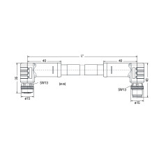 Power cable, M12L socket,  angled, M12L plug,  angled,