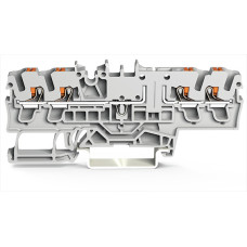 4-conductor carrier terminal block, with push-button, for DIN-rail 35 x 15 and 35 x 7.5, gray