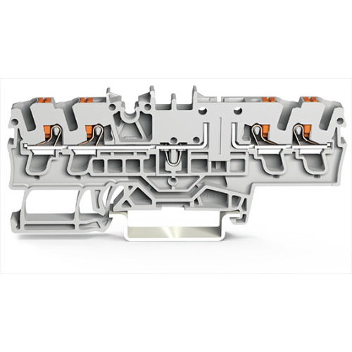 4-conductor carrier terminal block, with push-button, for DIN-rail 35 x 15 and 35 x 7.5, gray