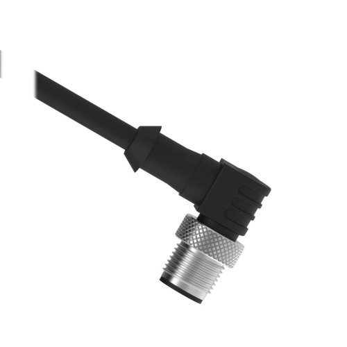Cordset: Single Ended M12, 4-pin Right-Angle Male, 1.83 m 4x22 Black PVC Jacket, Nickel-Plated Brass Coupling Nut