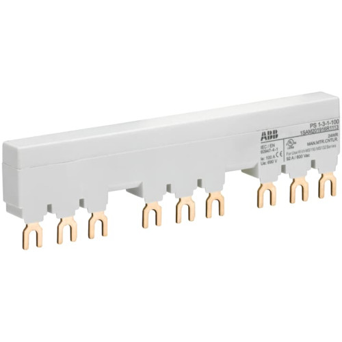 PS1-3-1-100 3-phase busbar for 3 MS116 /MS132 with 1 HK/SK, Ie=100A