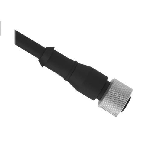 Cordset: Single Ended M12, 5-pin Straight Female, 9 m (29.53 ft) 5x22 Black PVC Jacket, Nickel-Plated Brass Coupling Nut