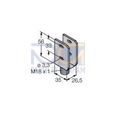 Bracket: Heavy-duty die-cast bracket M18 vertical mount option, +/- 8 deg tilt adjustment with cabled units, Includes nuts and lock washerr, Used with QS30 (DC only)