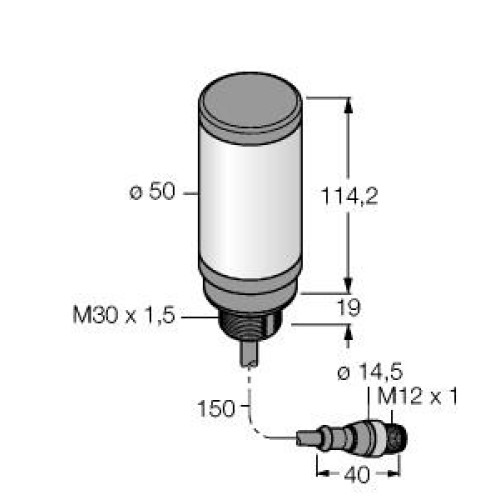 Column Light: 1-Color Indicator, Voltage: 18-30 V dc, Environ. Rating: IP67, Input: PNP, Colors: Green, 150 (6 in) 4-pin M12 PVC Pigtail QD