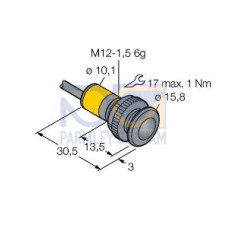 SB12 Threaded Series Emitter, Range: 1.5 m, Input Voltage: 10-30 V dc, Output: Not Applicable, 2 m (6.5 ft) cable