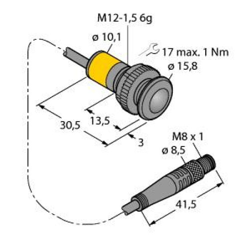 SB12TAPRQ3 3-PIN M8 PIGTAIL