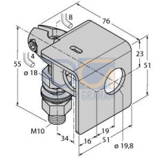 SMB18 AFAM10 Bracket: Protective Swivel with Tilt and Pan Movement 18 Mounting Hole M10-1.5x50 Bolt Thread