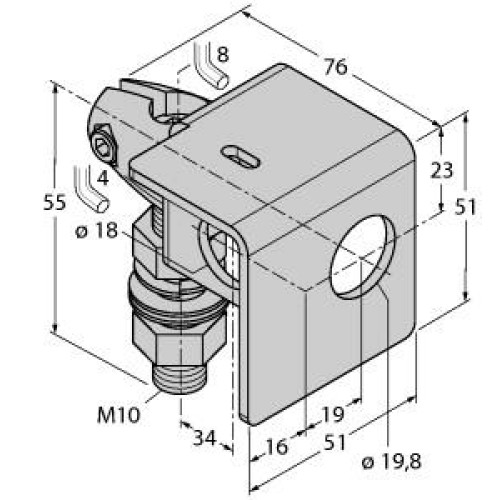 SMB18 AFAM10 Bracket: Protective Swivel with Tilt and Pan Movement 18 Mounting Hole M10-1.5x50 Bolt Thread