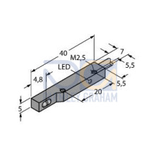 VSM Series: 5x7x40 Rectangular Diffuse, Range: 20, Input 10-30 V dc, Output: 1 PNP LO (Light Operate), 2 m (6.5 ft) Cable