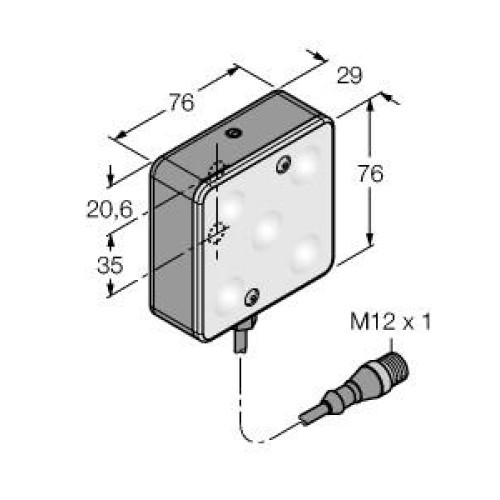 Vision Light - 70 Area, 5 High Intensity Red LEDs - 24 V dc, Clear Diffusing Plastic Window, Requires Cable MQDC20-xxx