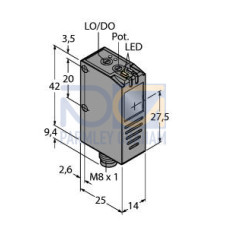 Q26 Series Clear Object Sensor, Range 0-0.8 m, Supply Voltage 12-30 V dc, Rating IP67, PNP Outputs, Coaxial Optics Visible Red LED, 4-pin M8 Integral QD