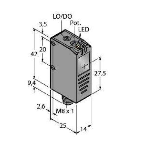 Q26 Series Clear Object Sensor, Range 0-0.8 m, Supply Voltage 12-30 V dc, Rating IP67, PNP Outputs, Coaxial Optics Visible Red LED, 4-pin M8 Integral QD