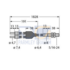 Diffuse Mode Bifurcated Glass Fiber 72 long, 0.125 dia. Bundle, Stainless Steel Sheath, Threaded sensing tip