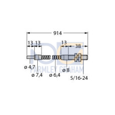 Opposed Mode Individual Glass Fiber 36 long, 0.125 dia. Bundle, Stainless Steel Sheath, Threaded sensing tip