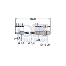 Opposed Mode Individual Glass Fiber 72 long, 0.125 dia. Bundle, Stainless Steel Sheath, Threaded sensing tip
