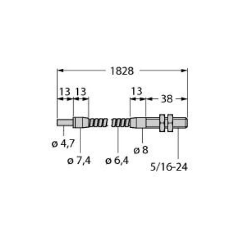 Opposed Mode Individual Glass Fiber 72 long, 0.125 dia. Bundle, Stainless Steel Sheath, Threaded sensing tip