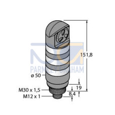 TL50BL Tower Light, Gray Housing: 3-Color Sealed Loud Audible Indicator, Voltage: 12-30 V dc or 24 V ac, Environmental Rating: IP67, Input: Bimodal, Colors: Green Yellow Red, M12 Integral QD