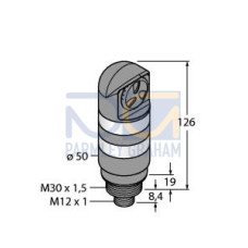 Beacon Tower Light: 2-Color Sealed Loud Audible Indicator, Voltage: 12-30 V dc or 24 V ac, Environmental Rating: IP67, Input: Bimodal, Colors: Green Red, M12 Integral QD
