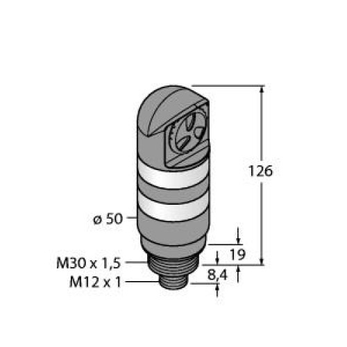 Beacon Tower Light: 2-Color Sealed Loud Audible Indicator, Voltage: 12-30 V dc or 24 V ac, Environmental Rating: IP67, Input: Bimodal, Colors: Green Red, M12 Integral QD