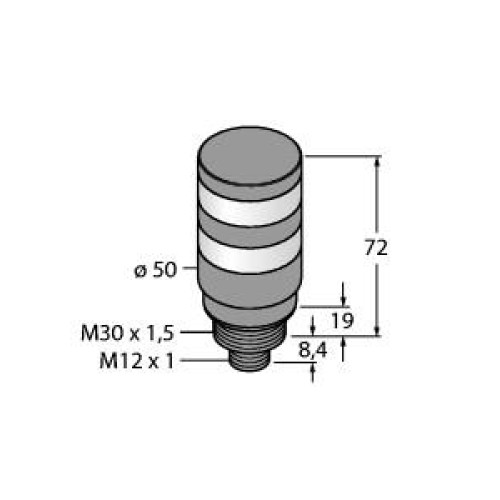 TL50BL Tower Light: 2-Color Indicator, Voltage: 12-30 V dc or 24 V ac, Environmental Rating: IP67, Input: Bimodal, Colors: Green Red, M12 Integral QD