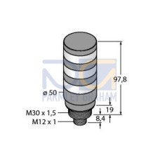 TL50BL Tower Light: 3-Color Indicator, Voltage: 12-30 V dc or 24 V ac, Environmental Rating: IP67, Input: Bimodal, Colors: Green Yellow Red, M12 Integral QD