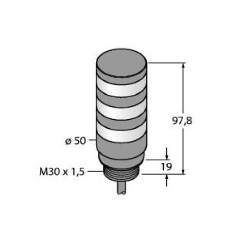TL50BL Tower Light: 3-Color Indicator, Voltage: 12-30 V dc or 24 V ac, Environmental Rating: IP67, Input: Bimodal, Colors: Green Yellow Red, 2 m (6.5 ft) Integral Cable