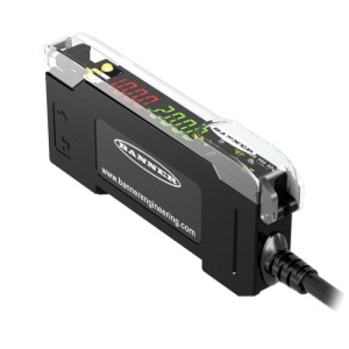 DF-G1 Dual Display Fiber Amplifier, Range: Depends on Fiber, Input 10-30 V dc, Output: 1 PNP, 2 m (6.5 ft) Cable