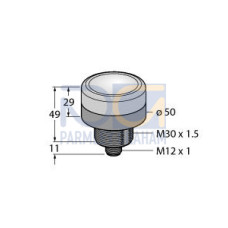 K50 Beacon EZ-LIGHT: 1-Color Perimeter & Top View, Voltage: 85-130 V ac, Housing: Polycarbonate, IP69K, Colors: Red, Micro-style Integral QD