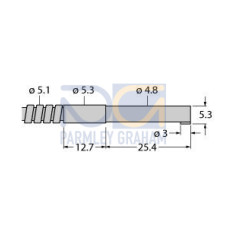 Glass Fiber Opposed Mode0.91 m long, 2.29 dia. Bundle, Stainless Steel Sheath, 4.75 Probe, Side Exit