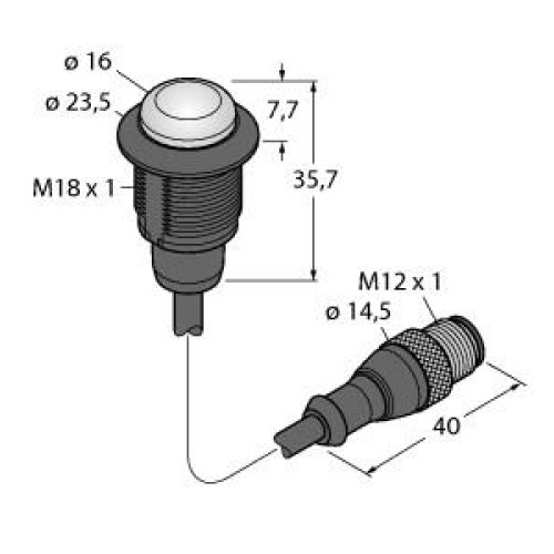 S18 EZ-LIGHT - 18 - IP67, Single Color: Green, 10-30 V dc PNP Input, 6 in 4-pin M12 Pigtail QD