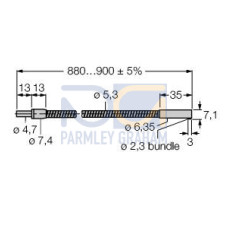 Glass Fiber Opposed Mode0.91 m long, 2.29 dia. Bundle, Stainless Steel Sheath, 6.35 Probe, Side Exit
