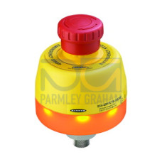 SSA-EB1 30 Mount Emergency Stop Push Button, Yellow, Red Solid/Flashing Illuminated Base, 40 Actuator, IP65, Contacts: 2 NC/1 NO-PNP, 8-pin M12 Integral QD