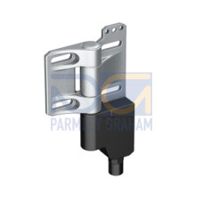 Hinge Safety Interlock Switch, Die-Cast Zinc, Inline QD, Switch Mounted Left Side w/QD Down, 2 NC/1 NO,Micro M12 6-pin (Dual Key) QD