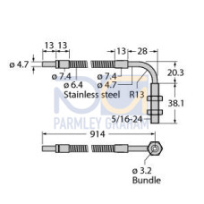 Glass Fiber; Individual 0.125 in dia. Bundle; Right-Angle with